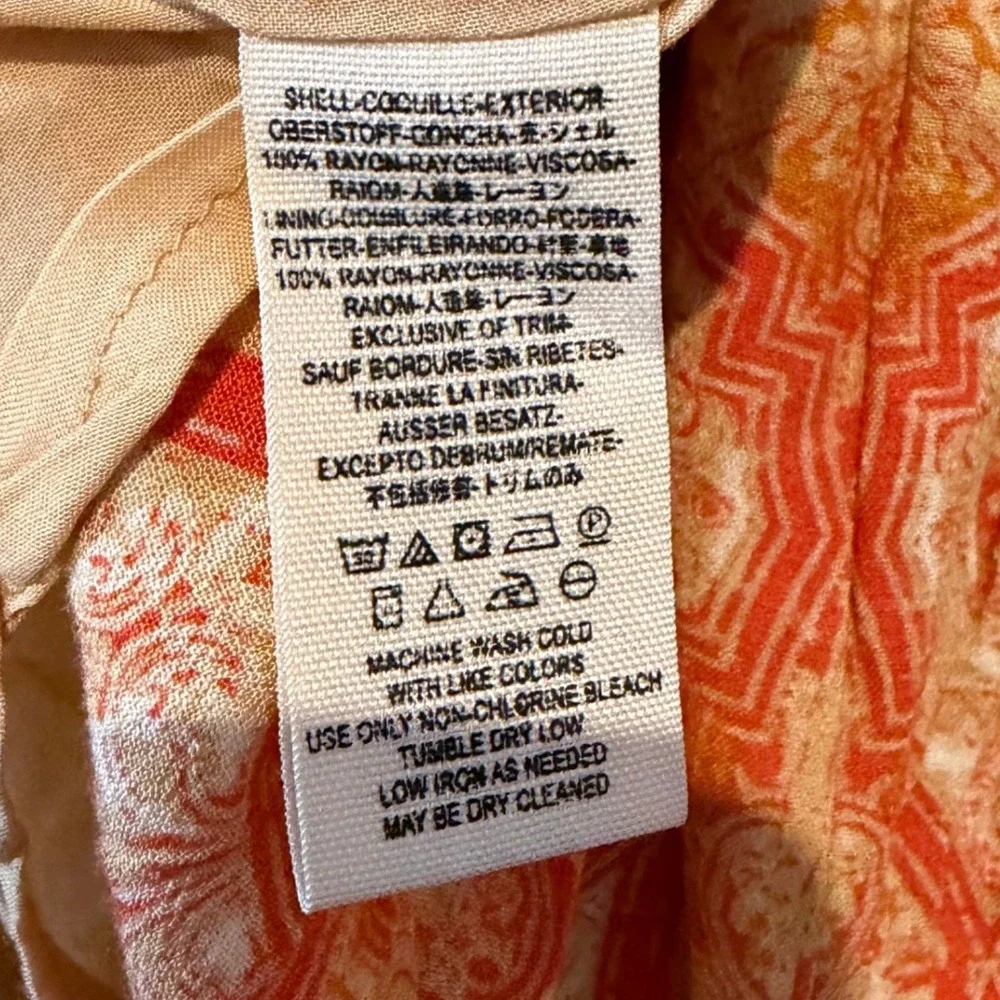 Free People Casual Lover's Lane Printed Mini Skirt Orange Yellow Button‎ Sz 12